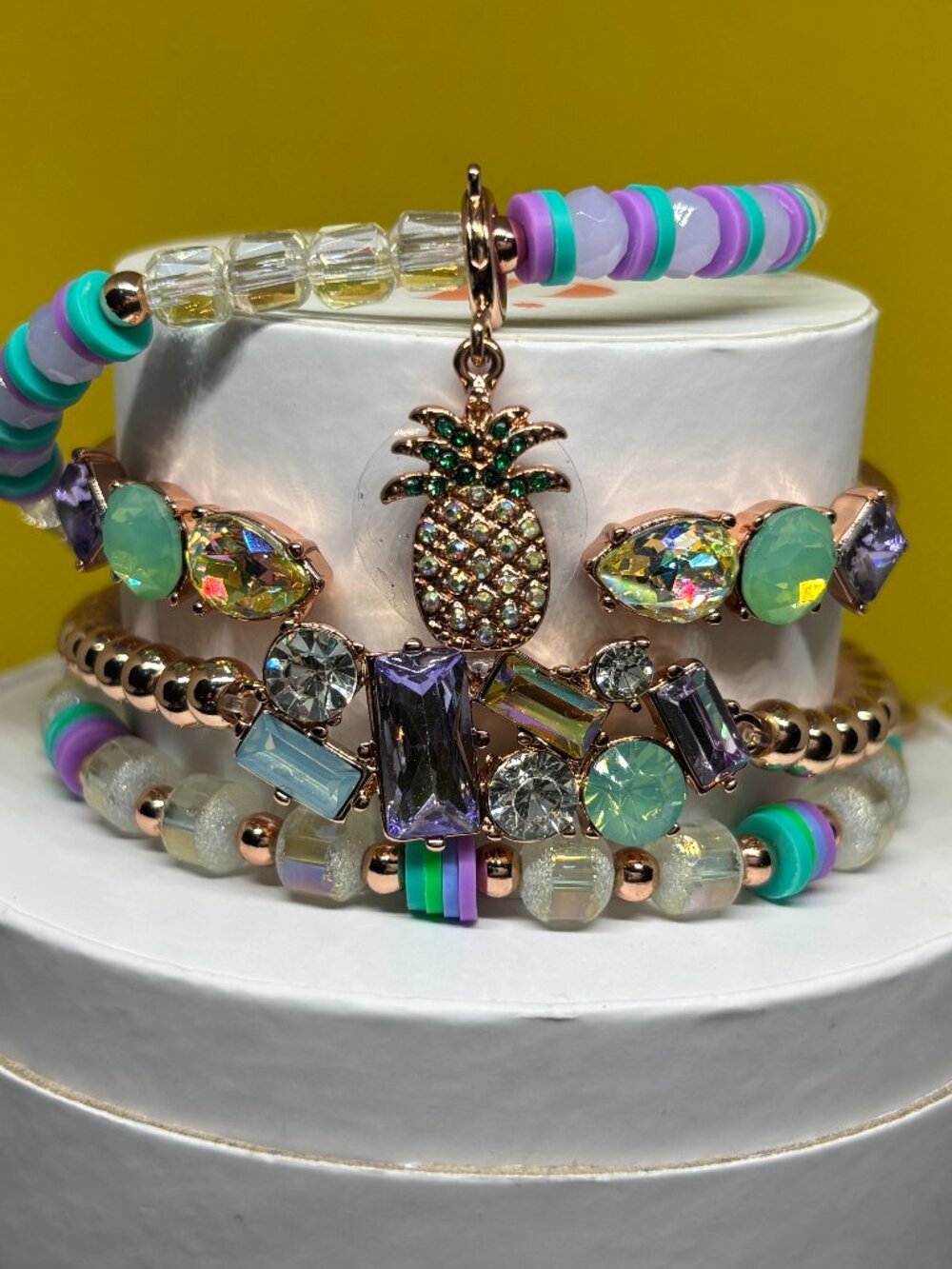 Bomb Party "Girl You A FINE Apple" Luxury 4 Bracelet Stacks Set RBP6047 MSRP$152
